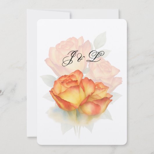 Elegante bruiloft Waterverf Rozen Pastelbloemblaad Bedankkaart (Achterkant)