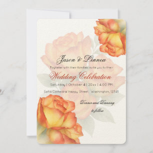 Elegante bruiloft Waterverf Rozen Pastelbloemblaad Kaart