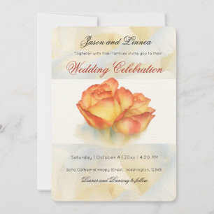 Elegante bruiloft Waterverf Rozen Pastelbloemblaad Kaart