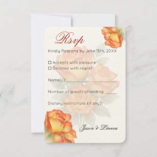 Elegante bruiloft Waterverf Rozen Pastelbloemblaad RSVP Kaartje