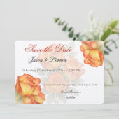 Elegante bruiloft Waterverf Rozen Pastelbloemblaad Save The Date (Staand voorkant)