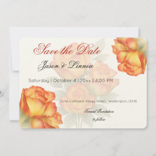 Elegante bruiloft Waterverf Rozen Pastelbloemblaad Save The Date