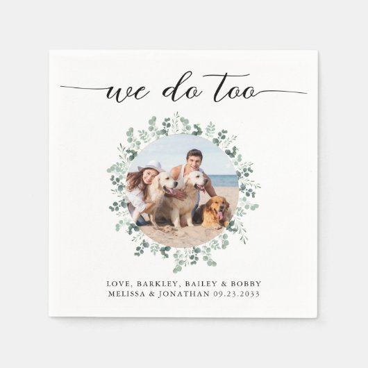 Elegante bruiloft we doen te moderne foto hond servet (Voorkant)