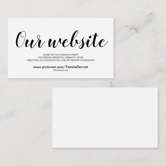 Elegante bruiloft website Details behuizing Kaart (Voorkant / Achterkant)