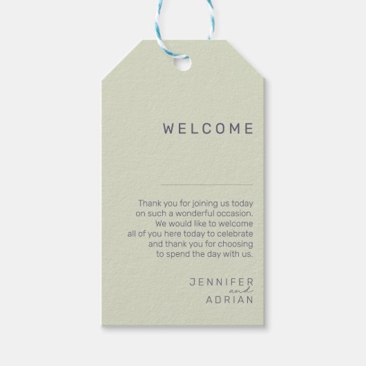 Elegante bruiloft welkom cadeau Labels – gepersona Cadeaulabel (Voorkant)