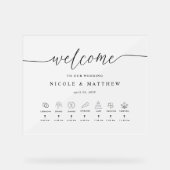 Elegante bruiloft welkom en tijdlijn Frosted Acryl Bord (Voorkant)