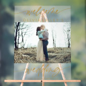 Elegante bruiloft welkom Frosted Foto | Goud Acryl Bord (Neutraal)