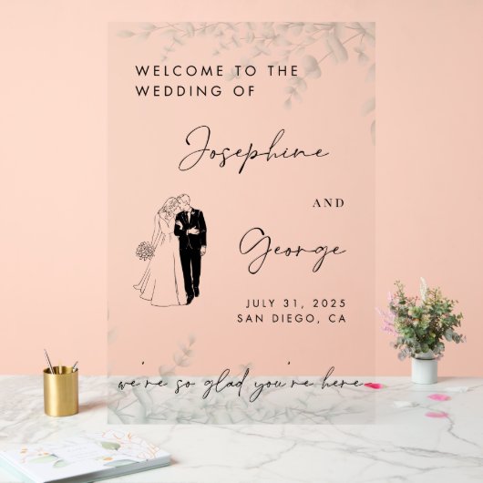 Elegante bruiloft welkom teken, acryl aangepaste t acryl bord (Huwelijk)