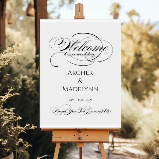 Elegante bruiloft welkom teken luxe kalligrafie poster