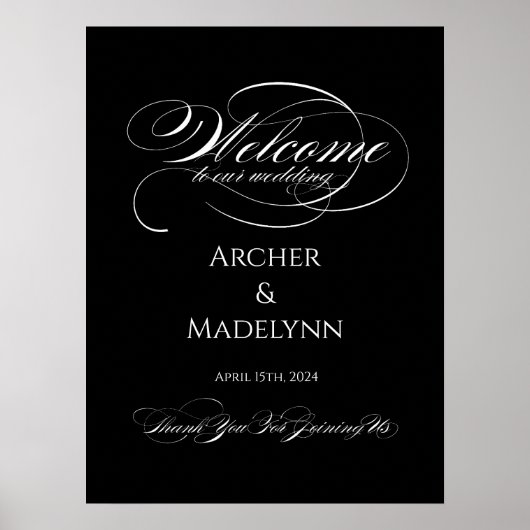 Elegante bruiloft welkom teken luxe kalligrafie poster (Voorkant)