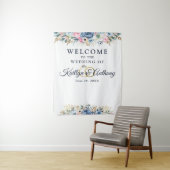 Elegante bruiloft Welkom Waterverf Floral Wandkleed (In situ)