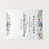 Elegante bruiloft Welkom Waterverf Floral Wandkleed (Voorkant (horizontaal))