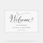 Elegante bruiloft welkom wit acryl teken acryl bord (Voorkant)