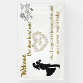 Elegante bruiloft welkomstbanner - "Onze Forever B Spandoek (Verticaal)