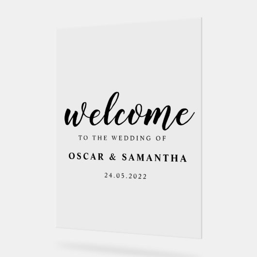 Elegante Bruiloft Welkomstbord Aangepaste Namen en Acryl Bord (Hoek)