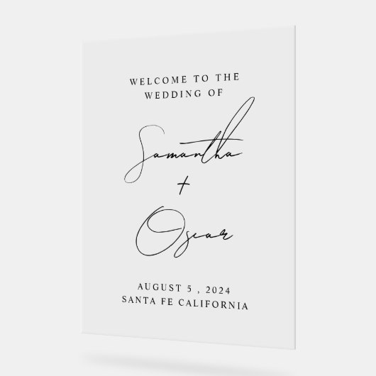 Elegante Bruiloft Welkomstbord Aangepaste Namen en Acryl Bord (Hoek)