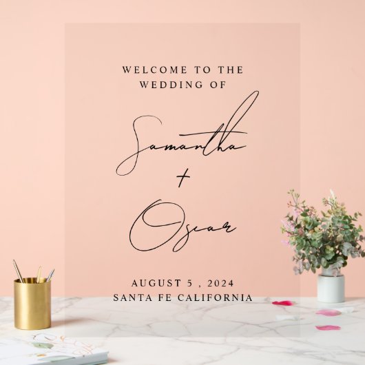 Elegante Bruiloft Welkomstbord Aangepaste Namen en Acryl Bord (Huwelijk)