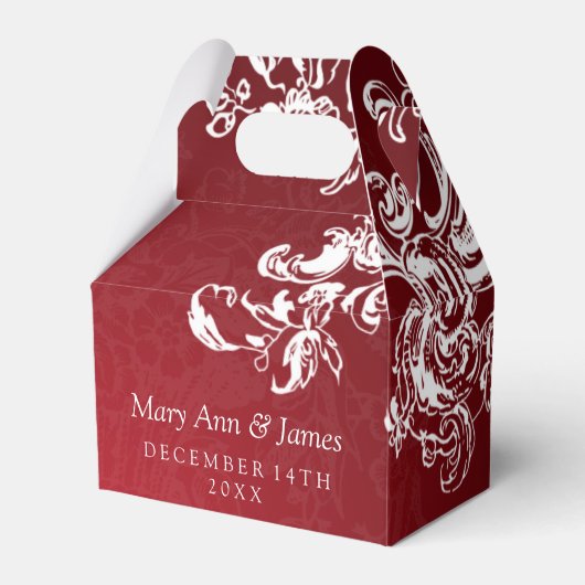 Elegante bruiloft  wervelingen 2 rood bedankdoosjes (Voorkant Zijde)