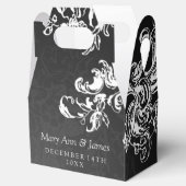 Elegante bruiloft  wervelingen 2 zwart bedankdoosjes (Geopend)