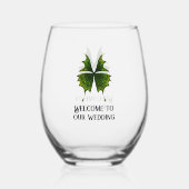 Elegante bruiloft wijnglazen met vlinder wijnglas zonder voet (Voorkant)