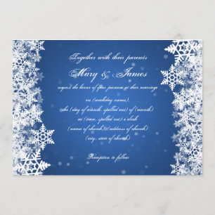 Elegante bruiloft Winter Sneeuwvlokken Blauw Saffi Kaart