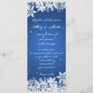 Elegante bruiloft Winter Sneeuwvlokken Blauw Saffi Kaart