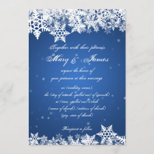 Elegante bruiloft Winter Sneeuwvlokken Blauw Saffi Kaart