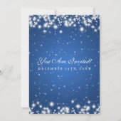 Elegante bruiloft Winter Sparkle Blue Kaart (Achterkant)