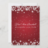 Elegante bruiloft winter sparkle rood kaart (Achterkant)