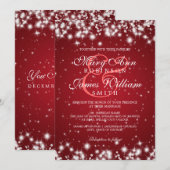 Elegante bruiloft winter sparkle rood kaart (Voorkant / Achterkant)