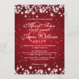 Elegante bruiloft winter sparkle rood kaart