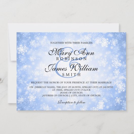 Elegante bruiloft Winter Wonderland Sparkle Blue Kaart (Voorkant)