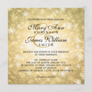 Elegante bruiloft Winter Wonderland Sparkle Gold Kaart