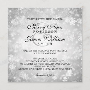 Elegante bruiloft Winter Wonderland Sparkle Zilver Kaart