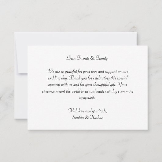 Elegante bruiloft wit dank je kaart (Achterkant)