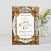 Elegante bruiloft Wit Goud  Lijst Bord Kaart (Staand voorkant)