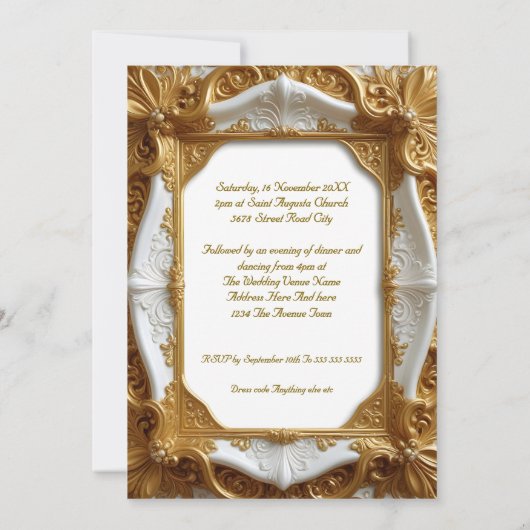 Elegante bruiloft Wit Goud  Lijst Bord Kaart (Achterkant)