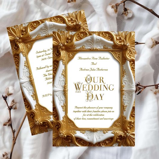 Elegante bruiloft Wit Goud Lijst Bord Kaart