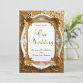 Elegante bruiloft Wit Goud Lijst Kaart (Staand voorkant)
