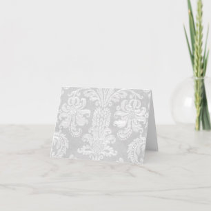 Elegante bruiloft witte damast bedankkaart