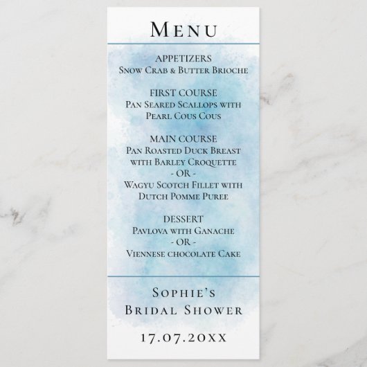 Elegante bruiloft witte Duiven Blauw Menu Kaart (Voorkant)