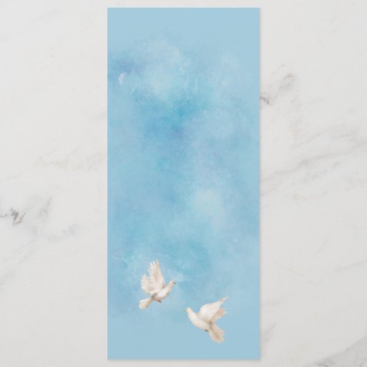 Elegante bruiloft witte Duiven Blauw Menu Kaart (Achterkant)