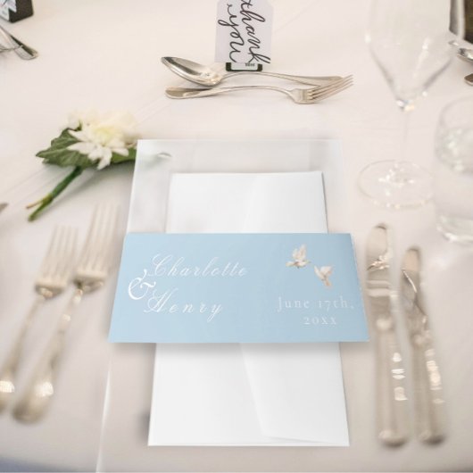 Elegante bruiloft witte duiven uitnodigingen wikkel