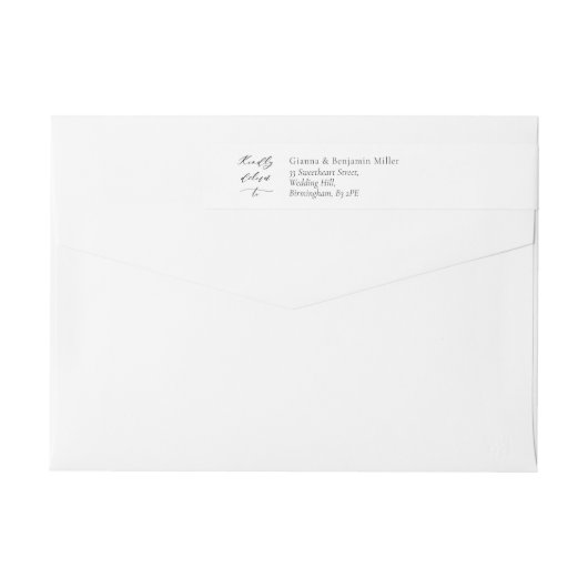 Elegante bruiloft wrap rond adres Label w Script (Achterkant)