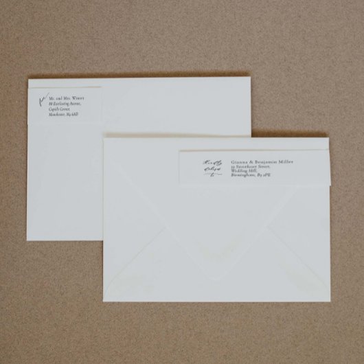 Elegante bruiloft wrap rond adres Label w Script