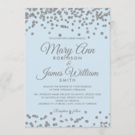 Elegante bruiloft zilveren glitter Confetti ijsbla Kaart