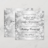 Elegante bruiloft zilveren Shimmer Lights Kaart (Voorkant / Achterkant)