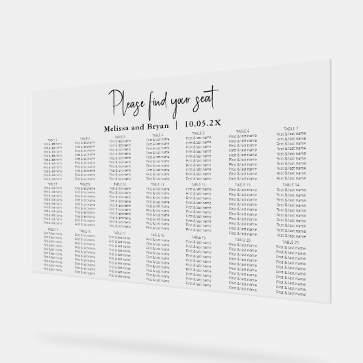 Elegante Bruiloft zitgrafiek 21 tafel acryl Acryl Bord (Hoek)