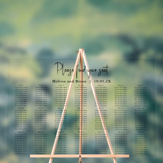 Elegante Bruiloft zitgrafiek 21 tafel acryl Acryl Bord (Neutraal)