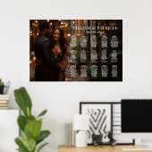 Elegante bruiloft zitgrafiek met foto 15 tafels poster (Thuiskantoor)